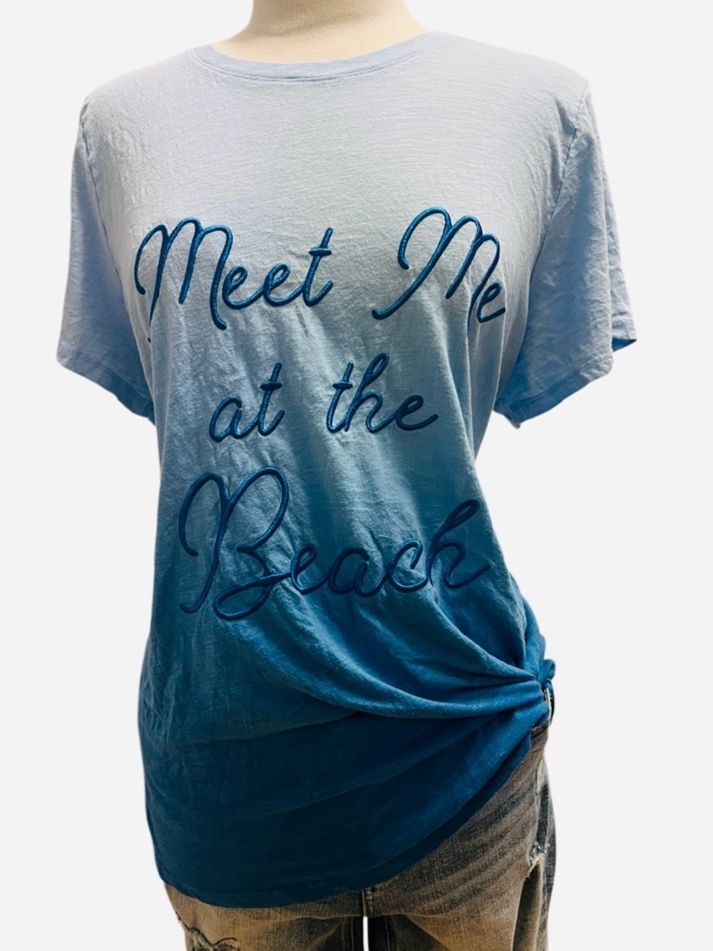 Women’s Ombre 'Meet Me at the Beach' Short Sleeve Tee - Light to Deep Blue